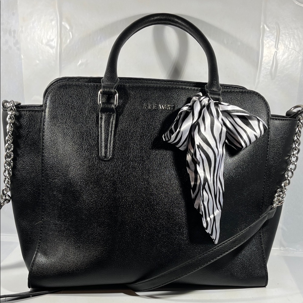 Nine West Black Handbag with Zebra Print Scarf